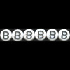 6mm Opaque White w/Black Czech Pressed Glass Alphabet DISC Beads - "B"