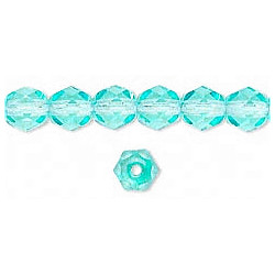 6mm Transparent Light Turquoise Blue Czech Pressed Glass (Firepolished) FACETED ROUND Beads