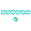 6mm Transparent Light Turquoise Blue Czech Pressed Glass (Firepolished) FACETED ROUND Beads