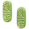 10x25mm Opaque Green w/Gold Etch Pressed Glass EGYPTIAN CARTOUCHE Beads