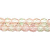 4mm Two-Tone Pink & Green Pressed Glass FACETED ROUND (Fire Polished) Beads