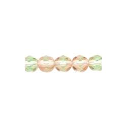 6mm Two-Tone Pink & Green Pressed Glass FACETED ROUND (Fire Polished) Beads