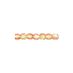 4mm Two-Tone Ruby & Green Pressed Glass FACETED ROUND (Fire Polished) Beads