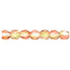 4mm Two-Tone Ruby & Green Pressed Glass FACETED ROUND (Fire Polished) Beads