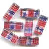 6x15mm Transparent Crystal, Red & Blue *Stars & Stripes* Patriotic Rectangular TUBE Beads