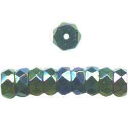 6mm Opaque BlacK A/B Czech Pressed Glass FACETED DISC (RIVET) Beads