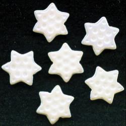 12mm Opaque White A/B Pressed Glass Dimpled STAR / SNOWFLAKE Beads
