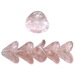 10x12mm Transparent Dark Pink Pressed Glass Trumpet/Bell FLOWER Beads