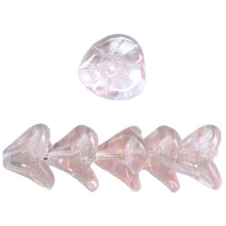 10x12mm Transparent Pink Pressed Glass Trumpet/Bell FLOWER Beads