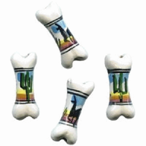 8x22mm Hand Painted Peruvian Ceramic BONE Beads