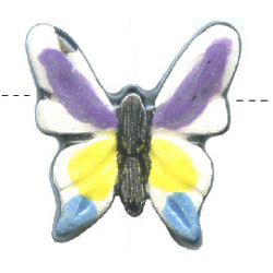 17x17mm Hand Painted Peruvian Ceramic BUTTRFLY Bead