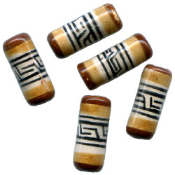 5x12mm Hand Painted Peruvian Ceramic TUBE Beads