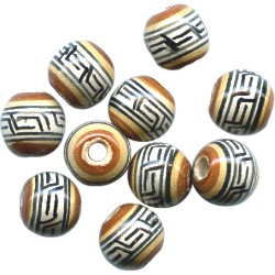 9mm Hand Painted Peruvian Ceramic ROUND Beads
