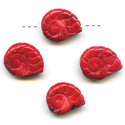 15x18mm Red Coral (Dyed) SNAIL Bead