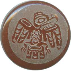 40mm Red Carnelian Agate NORTHWEST PETROGLYPH Etched Disc Pendant/Focal Bead