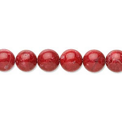8mm Red Dyed Howlite ROUND Beads