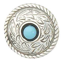 25mm Antiqued Silver Plate & Synthetic Turquoise, Prairie Dust Round (Screwback) CONCHO, RIVET, SPOT Component