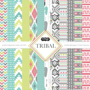 Scrapbook Customs® 12"x12" "Tribal" Themed Printed SCRAPBOOK PAPER Assortment