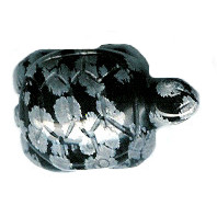 3/4" x 1-1/4" Snowflake Obsidian TURTLE Animal Fetish Pendant/Focal Bead