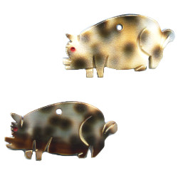12x30mm Spotted Shell BOAR, PIG Animal Fetish Bead