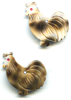20x25mm Spotted Shell ROOSTER Animal Fetish Bead