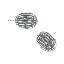11x15mm *Vintage* Silver Plated (Antiqued / Oxidized) Wavy OVAL Beads