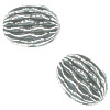 11x15mm *Vintage* Silver Plated (Antiqued / Oxidized) Wavy OVAL Beads