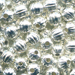 4mm Silver Plated FLUTED ROUND Beads