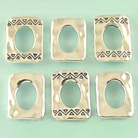 14x18mm Silver Plated 2-Hole Southwest Flat Square SLIDER BAR SPACERS