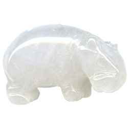 14x22mm Snow/Milky Quartz HIPPO Animal Fetish Bead