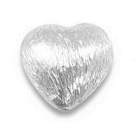 10x10x4mm Silver-Plated Brushed Copper PUFFY HEART Beads