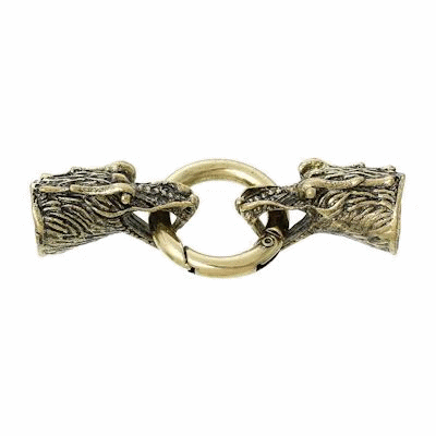 65x24mm Antiqued Bronze Pewter Dragon Head SPRING / RING CLASP