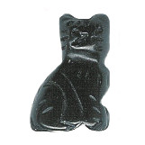 15x24mm Flat-Back Blackstone CAT Animal Fetish Bead