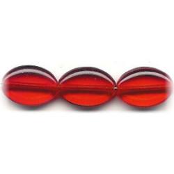 11x16mm Transparent Red Pressed Glass Flat OVAL Beads