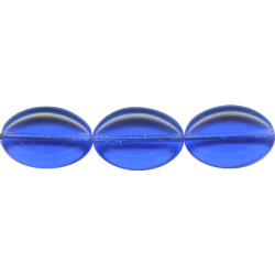 11x16mm Transparent Sapphire Blue Pressed Glass FLAT OVAL Beads