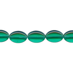 11x16mm Transparent Teal Pressed Glass FLAT OVAL Beads