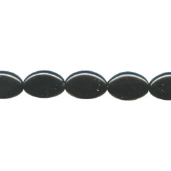 11x16mm Opaque Black Pressed Glass FLAT OVAL Beads