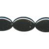 11x16mm Opaque Black Pressed Glass FLAT OVAL Beads