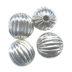 10mm Sterling Silver Fluted ROUND Beads