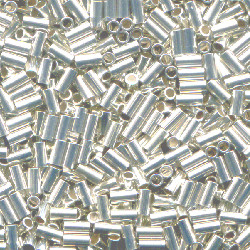 1x2mm Sterling Silver (Liquid Silver) Heshi Tube Beads