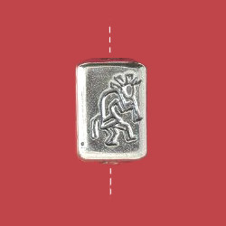 10x15mm Sterling Silver Southwest Kokopelli Design RECTANGLE Bead