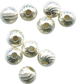 5mm Sterling Silver Lazer-Cut Fluted Swirl ROUND Beads