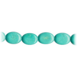 12x16mm Stabilized Blue Turquoise FLAT OVAL Beads