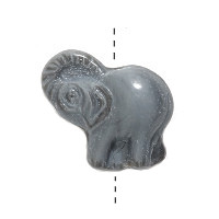 20mm Opaque Dark Grey Pressed Glass ELEPHANT Beads
