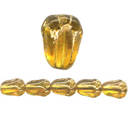 7x9mm Transparent Topaz w/Gold Wash Pressed Glass TULIP Beads