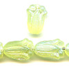 8x12mm Transparent Jonquil Yellow Matte A/B Vitrail Pressed Glass TULIP Beads