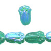 8x12mm Emerald Green A/B Vitrail Pressed Glass TULIP Beads