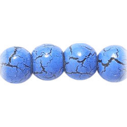 8mm Dark Turquoise Blue Matrix Pressed Glass SMOOTH ROUND Beads