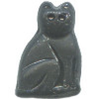 14x20mm Czech Pressed Glass Sitting CAT Beads ~ Opaque Black Matte