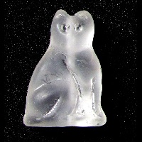 14x20mm  Czech Pressed Glass Sitting CAT Beads ~Transparent Frosted Crystal